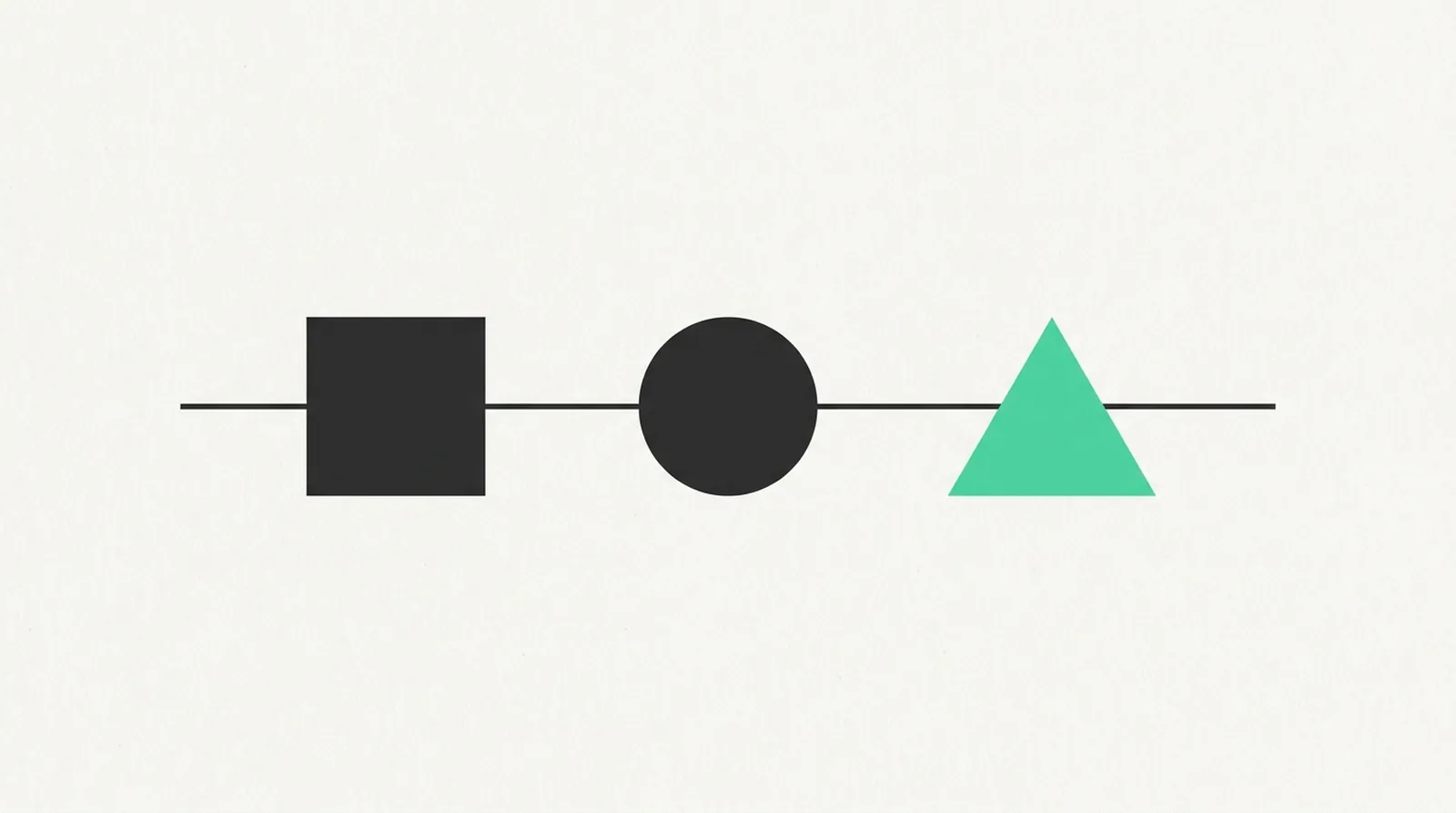 Three small marks connected left to right by a thin rule, the last one green.